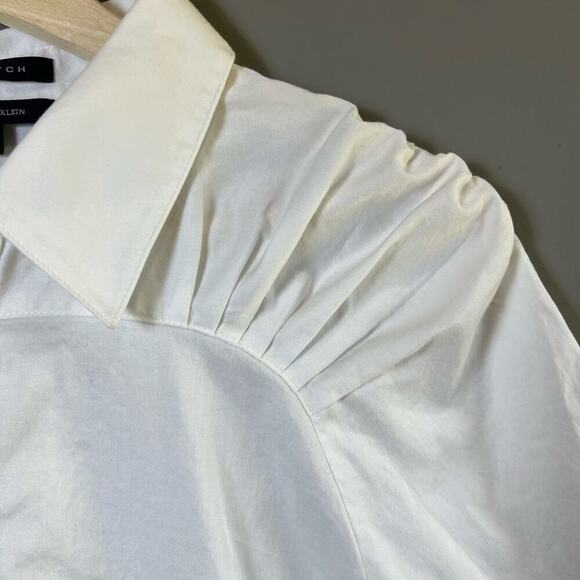 Anne Klein Short Sleeve White Blouse with ruching detail Size 12 - Picture 6 of 10